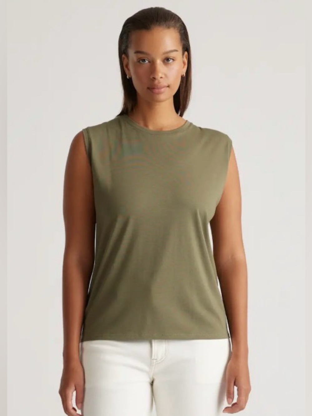 Quince Women’s NWOT Cotton Modal Muscle Tank Dark Olive Size Small